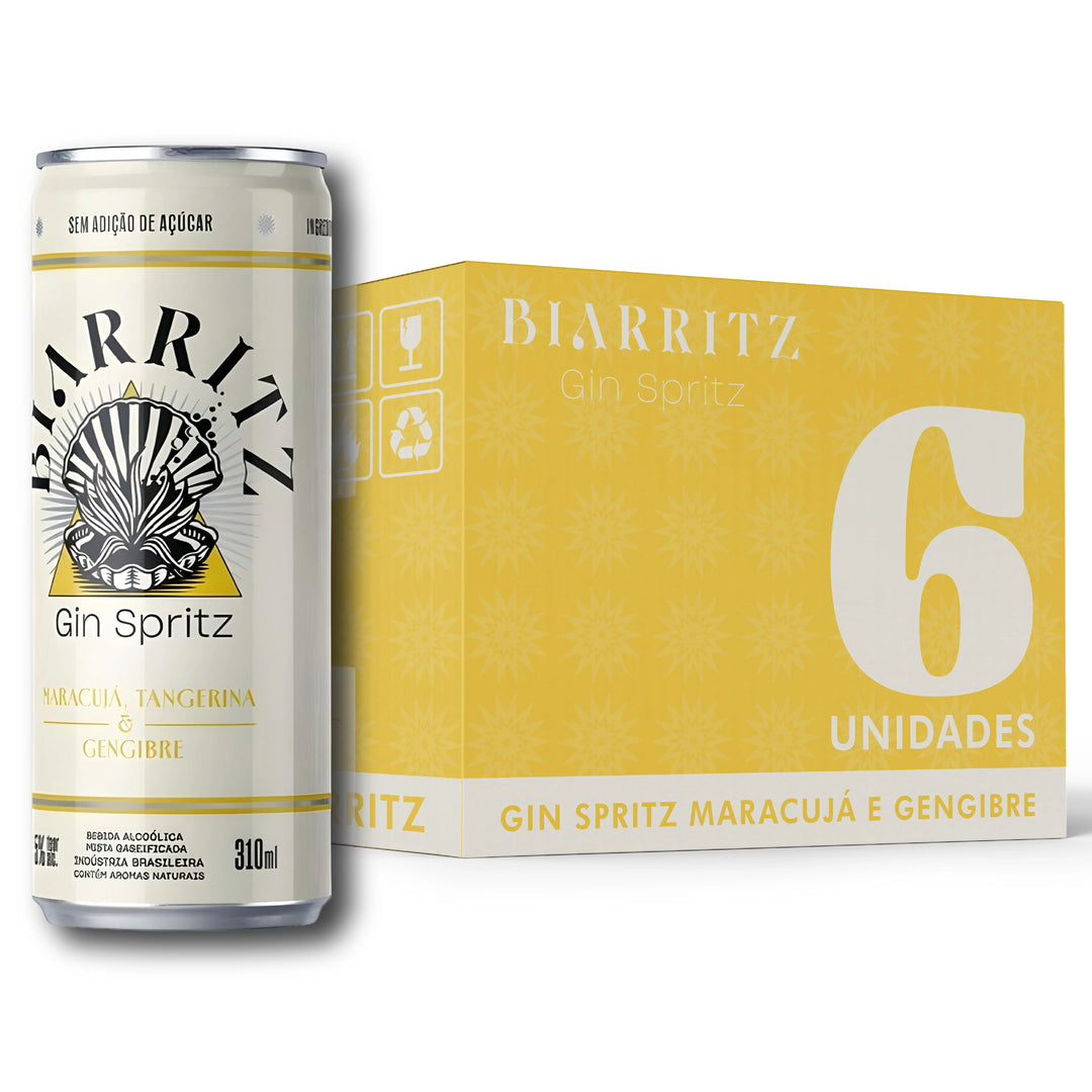 🍊 Maracujá, Tangerina & Gengibre – Pack 6 ou 12 Latas Biarritz Spirit