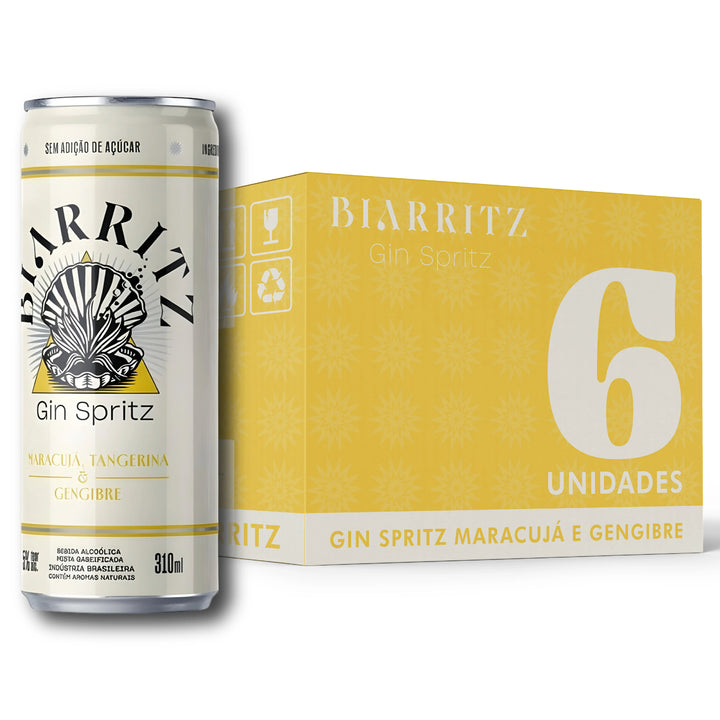 🍊 Maracujá, Tangerina & Gengibre – Pack 6 ou 12 Latas Biarritz Spirit