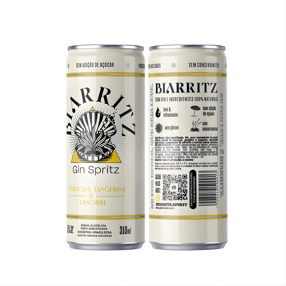 🍊 Maracujá, Tangerina & Gengibre – Pack 6 ou 12 Latas Biarritz Spirit